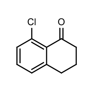 Black and white molecular structure of 8-Chloro-3,4-dihydro-2H-naphthalen-1-one (CAS 68449-32-1), also known as 8-Chloro-1-tetralone.