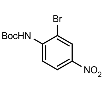 Black and white molecular structure of tert-butyl 2-Bromo-4-nitrophenylcarbamate