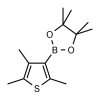 Black and white stick molecular structure of (2,4,5-Trimethylthiophen-3-yl)boronic acid pinacol ester with CAS 2064117-97-9 and molecular formula C13H21BO2S.