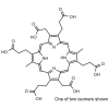 Black and white molecular structure of Hexacarboxylporphyrin I from Frontier Specialty Chemicals.