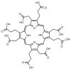 Black and white molecular structure of Uroporphyrin I (CAS# 607-14-7) from Frontier Specialty Chemicals.