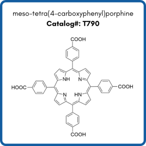 Black and white structure of meso-tetra(4-carboxyphenyl)porphine with CAS# 14609-54-2