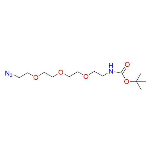 Molecular structure for PEG tert-Butyl (2-(2-(2-(2-azidoethoxy)ethoxy)ethoxy)ethyl)carbamate (CAS 642091-68-7) from Frontier Specialty Chemicals.
