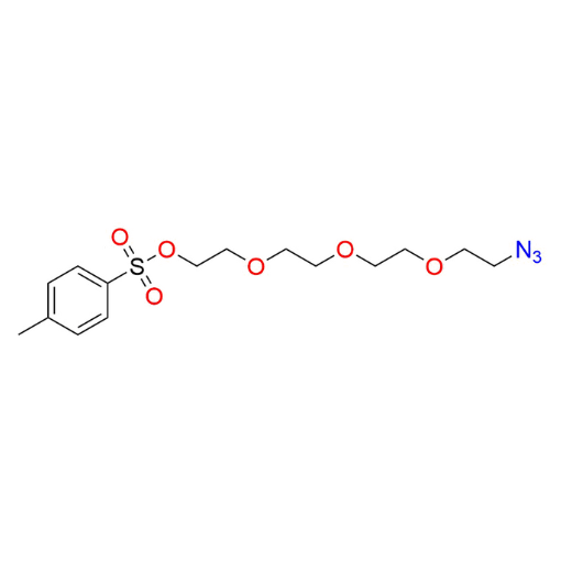 Molecular structure for PEG 2-(2-(2-(2-azidoethoxy)ethoxy)ethoxy)ethyl 4-methylbenzenesulfonate, also known as Azido-PEG4-Ots (CAS 168640-82-2), from Frontier Specialty Chemicals.