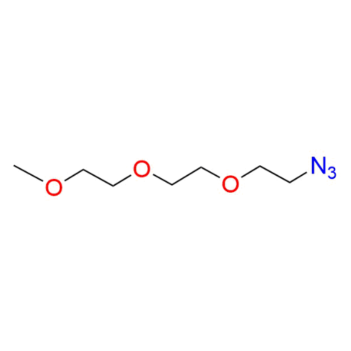 Molecular structure for PEG 2-(2-(2-methoxyethoxy)ethoxy)ethyl azide (CAS 74654-06-1) from Frontier Specialty Chemicals.