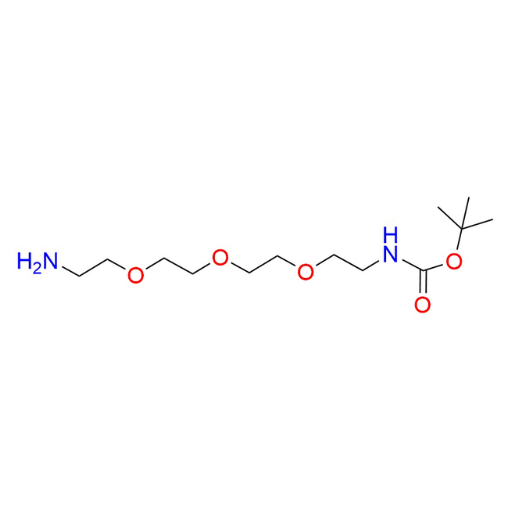 Molecular structure for PEG tert-Butyl (2-(2-(2-(2-aminoethoxy)ethoxy)ethoxy)ethyl)carbamate (CAS 101187-40-0), from Frontier Specialty Chemicals.