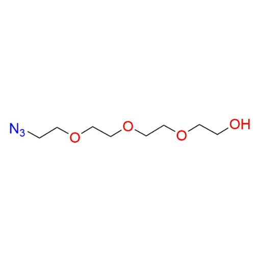 Molecular structure for PEG 2-(2-(2-(2-Azidoethoxy)ethoxy)ethoxy) ethanol, also known as Azido-PEG4-alcohol (CAS 86770-67-4), from Frontier Specialty Chemicals.