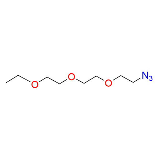 Molecular structure for PEG 1-Azido-2-(2-(2-ethoxyethoxy)ethoxy)ethane, also known as Ethoxy-PEG3-azide (CAS 215181-72-9), from Frontier Specialty Chemicals.