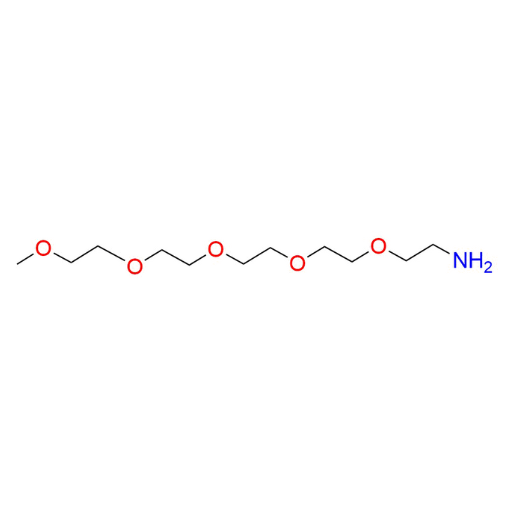 Molecular structure for PEG 2,5,8,11,14-Pentaoxahexadecan-16-amine, also known as Methyl-PEG5-amine (CAS 5498-83-9), from Frontier Specialty Chemicals.