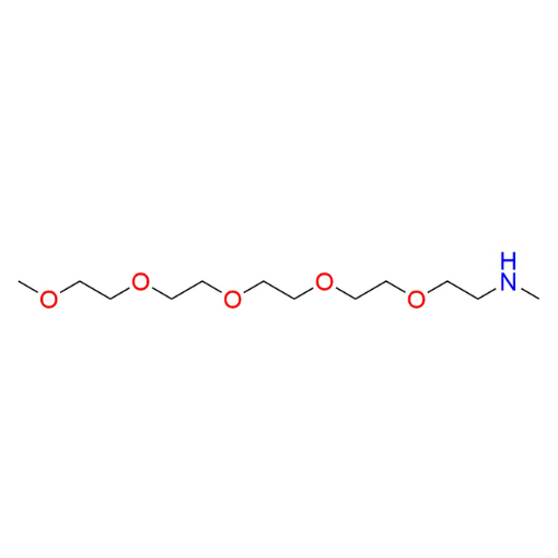 Molecular structure for PEG N-Methyl-3,6,9,12,15-pentaoxahexadecan-1-amine, also known as m-mPEG5-NHMe (CAS 936499-79-5), from Frontier Specialty Chemicals.