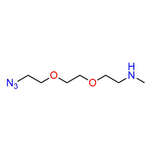 Molecular structure for PEG 2-(2-(2-Azidoethoxy)ethoxy)-N-methylethanamine (CAS 1072920-62-7) from Frontier Specialty Chemicals.