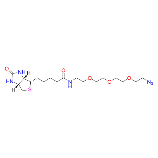 Molecular structure for PEG 2-(2-(2-Azidoethoxy)ethoxy)-N-methylethanamine (CAS 875770-34-6), also known as biotin-PEG3-azide, from Frontier Specialty Chemicals.