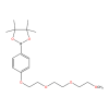 Molecular structure for PEG 2-(4-(2-(2-(2-methoxyethoxy)ethoxy)ethoxy)phenyl)-4,4,5,5-tetramethyl-1,3,2-dioxaborolane, also known as Methoxy-PEG4 phenyl boronic ester (CAS 1639849-19-6), from Frontier Specialty Chemicals.