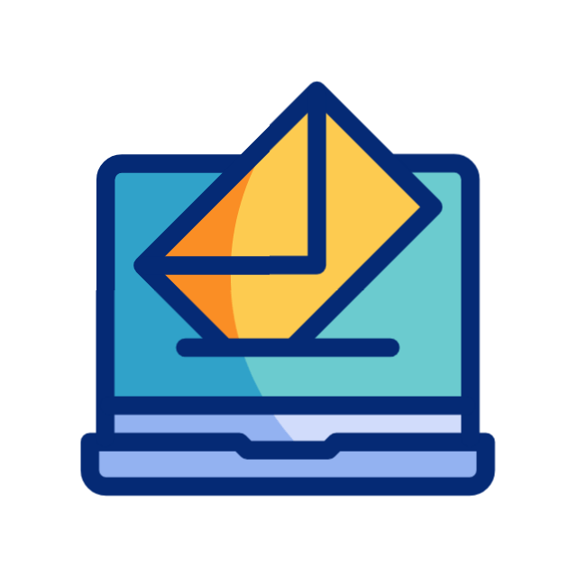 Animate icon showing mail being sent electronically.