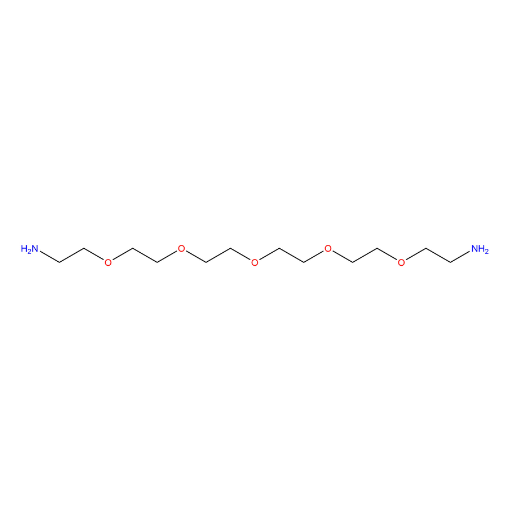 Molecular structure for PEG 3,6,9,12,15-Pentaoxaheptadecan-1,17-diamine, also known as PEG5 diamine (CAS 72236-26-1), from Frontier Specialty Chemicals.