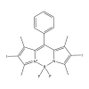 Molecular structure for 8-Phenyl-2,6-diiodo-1,3,5,7-tetramethyl BODIPY (CAS 1083009-44-2), from Frontier Specialty Chemicals.
