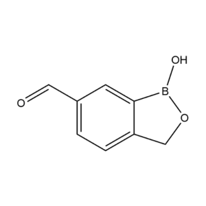 Molecular structure for 1-Hydroxy-1,3-dihydrobenzo[c][1,2]oxaborole-6-carbaldehyde (CAS 1195621-94-3), from Frontier Specialty Chemicals.
