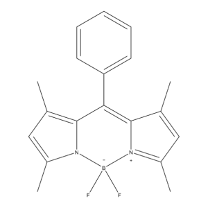 Molecular structure for 1,3,5,7-Tetramethyl-8-phenyl-4,4-difluoroboradiazaindacene (CAS 194235-40-0), from Frontier Specialty Chemicals.