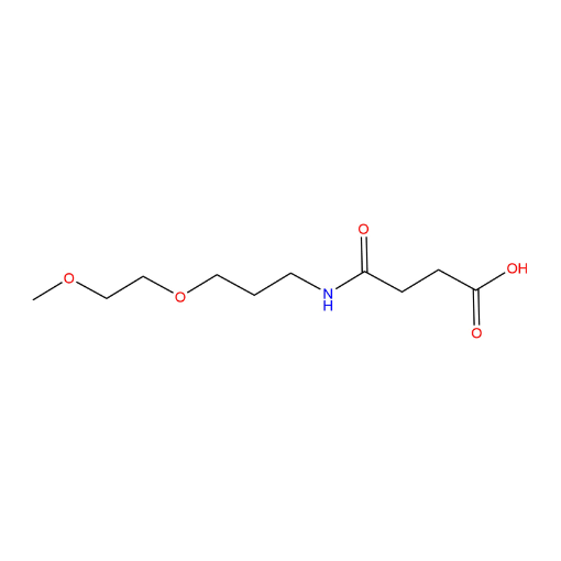 Molecular structure for 4-[3-(2-Methoxyethoxy)propylamino]-4-oxobutanoic acid (CAS 184419-48-4), also known as Methoxyethoxypropyl succinamic acid, from Frontier Specialty Chemicals.