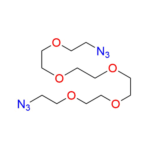 Molecular structure for 1,17-Diazido-3,6,9,12,15-pentaoxaheptadecane (356046-26-9), also known as N3-PEG5-CH2CH2-N3 or PEG5 Diazide, from Frontier Specialty Chemicals.
