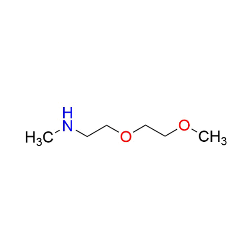 Molecular structure for 2-(2-Methoxyethoxy)-N-methylethan-1-amine (CAS 124192-94-5), also known as Methoxy-PEG2-methylamine, from Frontier Specialty Chemicals.