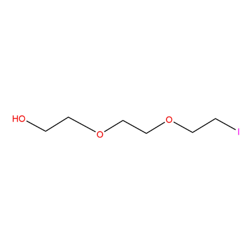 Molecular structure for 2-(2-(2-Iodoethoxy)ethoxy)ethanol (CAS 62573-16-4), also known as Iodo-PEG3-alcohol, from Frontier Specialty Chemicals.