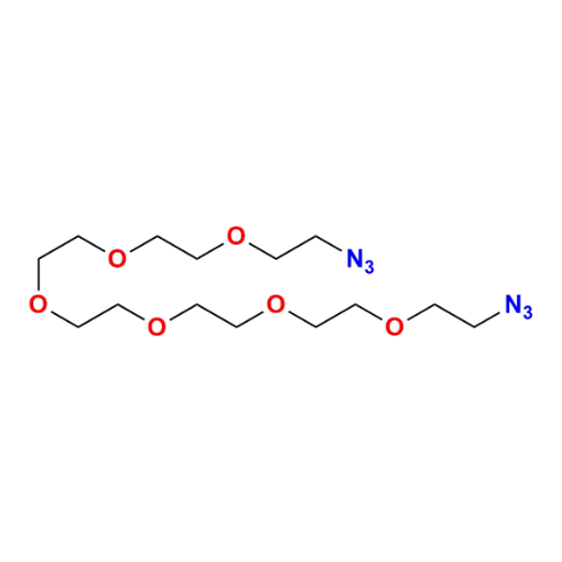 Molecular structure for PEG 1,20-Diazido-3,6,9,12,15,18-hexaoxaeicosane (CAS 1243536-56-2), also known as Azido-PEG6-azide, from Frontier Specialty Chemicals.