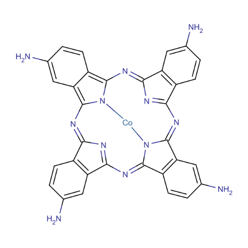 Molecular structure for Cobalt(II) 1,8,15,22-Tetraaminophthalocyanine (CoTAPc) (CAS 77135-78-5) from Frontier Specialty Chemicals.