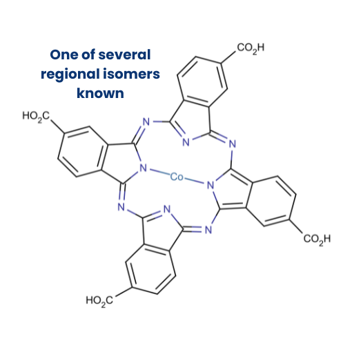 Molecular structure for Co(II) tetracarboxyl phthalocyanine, also known as CoTCPc , from Frontier Specialty Chemicals.