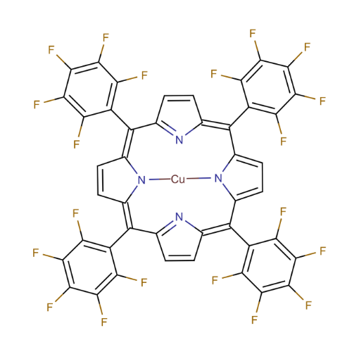 Molecular structure for Copper(II) meso-tetra(pentafluorophenyl)porphine, also known as Cu(II)TFPP, from Frontier Specialty Chemicals.