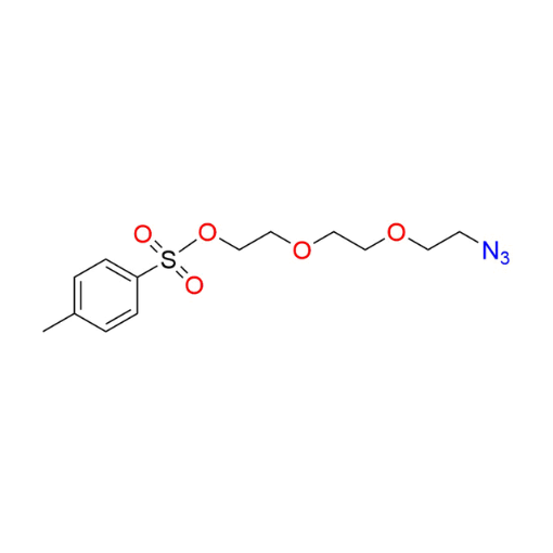 Molecular structure for PEG 2-(2-(2-Azidoethoxy)ethoxy)ethyl 4-methylbenzenesulfonate (CAS 178685-33-1), also known as Azide-PEG3-Tosylate, from Frontier Specialty Chemicals.