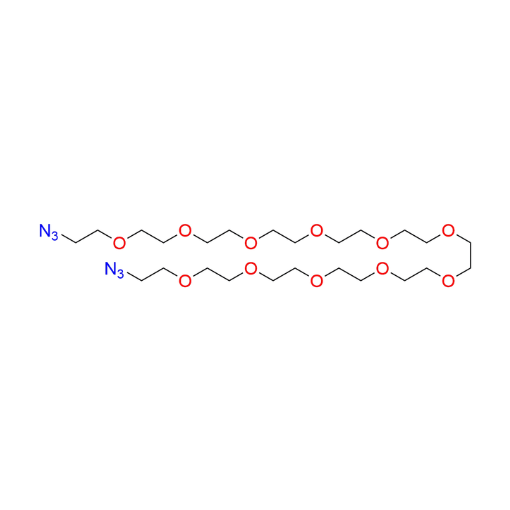 Molecular structure for PEG 1,35-Diazido-3,6,9,12,15,18,21,24,27,30,33-undecaoxapentatriacontane (CAS 1392284-57-9), also known as Azido-PEG12-azide, from Frontier Specialty Chemicals.