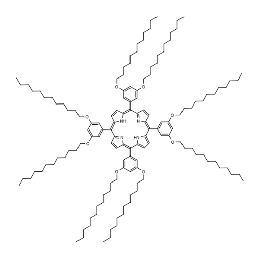 Molecular structure for meso-Tetra(3,5-didodecyloxyphenyl) porphine (CAS Not Applicable), also known as Octadodecyloxy-substituted tetraphenylporphyrin, from Frontier Specialty Chemicals.