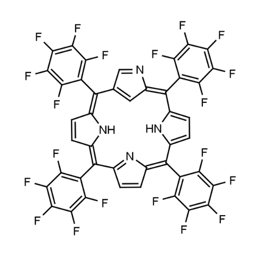 Molecular structure for N-confused meso-Tetra (pentafluorophenyl) porphine (CAS Not Applicable), also known as meso-Tetrakis(pentafluorophenyl)-N-confused porphyrin, from Frontier Specialty Chemicals.