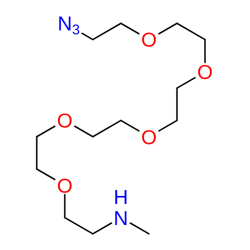 Molecular structure for PEG 17-Azido-N-methyl-3,6,9,12,15-pentaoxaheptadecan-1-amine (CAS 2055046-24-5), also known as Methylamino-PEG5-azide, from Frontier Specialty Chemicals.