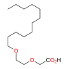 Molecular structure for PEG 2-[2-(Dodecyloxy)ethoxy]acetic acid (CAS 20858-23-5), also known as C12 alkyl ether carboxylic acid, from Frontier Specialty Chemicals.