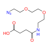 Molecular structure for PEG 4-((2-(2-(2-Azidoethoxy)ethoxy)ethyl)amino)-4-oxobutanoic acid (CAS 1189096-56-7), also known as N3-DOOA-Suc-OH, from Frontier Specialty Chemicals.