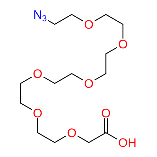 Molecular structure for PEG 20-Azido-3,6,9,12,15,18-hexaoxaicosan-1-oic acid (CAS 880129-82-8), also known as N3-PEG6-CH2CO2H, from Frontier Specialty Chemicals.