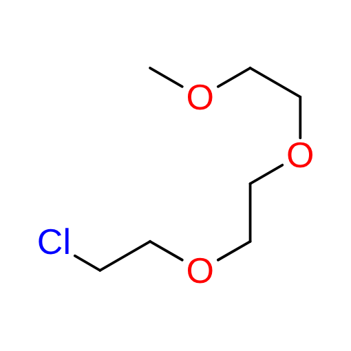 Molecular structure for PEG 1-Chloro-2-(2-(2-methoxyethoxy)ethoxy)ethane (CAS 52995-76-3), also known as Methoxy-PEG2-Halide, from Frontier Specialty Chemicals.