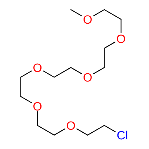 Molecular structure for PEG 2,5,8,11,14,17-Hexaoxanonadecan-19-chloride (CAS 113694-55-6), also known as Methoxy-PEG6-chloride, from Frontier Specialty Chemicals.