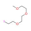 Molecular structure for PEG 1-Iodo-3,6,9-trioxadecane (CAS 62999-96-6), also known as Methoxy-PEG3-iodide, from Frontier Specialty Chemicals.