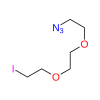 Molecular structure for PEG 1-Azido-2-(2-(2-iodoethoxy)ethoxy)ethane (CAS 1309457-01-9), also known as N3-PEG2-CH2CH2I, from Frontier Specialty Chemicals.
