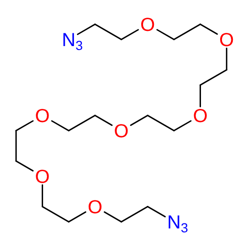 Molecular structure for PEG 1,23-Diazido-3,6,9,12,15,18,21-heptaoxatricosane (CAS 225523-86-4), also known as Azido-PEG7-azide, from Frontier Specialty Chemicals.