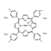 Molecular structure for Mn(III) meso-Tetra(N-methyl-4-pyridyl) porphine tetra tosylate hydroxide (CAS not applicable), also known as MnTMPyP tetratosylate hydroxide, from Frontier Specialty Chemicals.